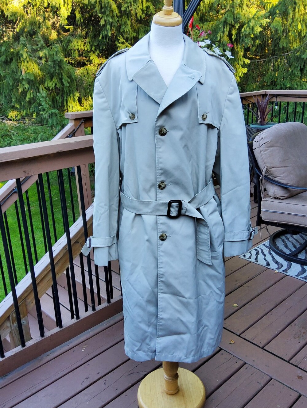 Men's Light Gray Classic Trench Coat with Belt